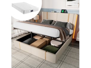 Lit coffre 140x200 cm <strong></strong>  <strong></strong> coloris beige