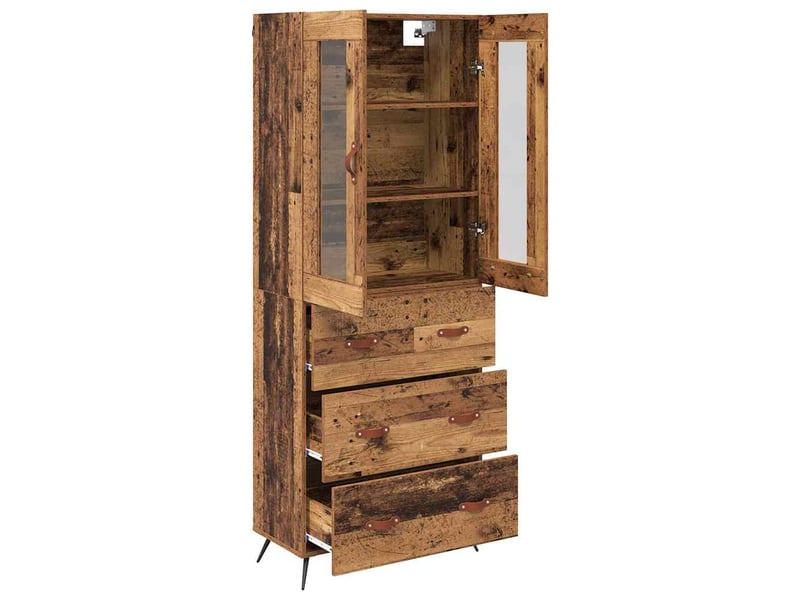  Buffet - bahut - meuble de rangement avec étagère 2 pc bois ancien 69,5 x 34 x 180 cm  - Conforama E