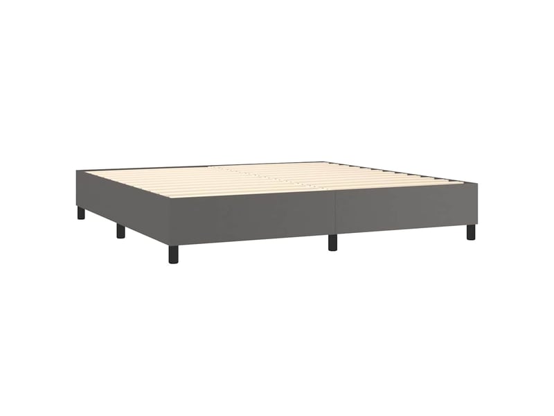  Lit double- lit adulte -  cadre de lit à lattes gris 200x200 cm similicuir  - Conforama C