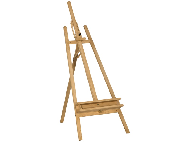  Chevalet de peinture pliant en hêtre avec hauteur et angle réglables, bois naturel, 65x110x180-235 cm  - Conforama B