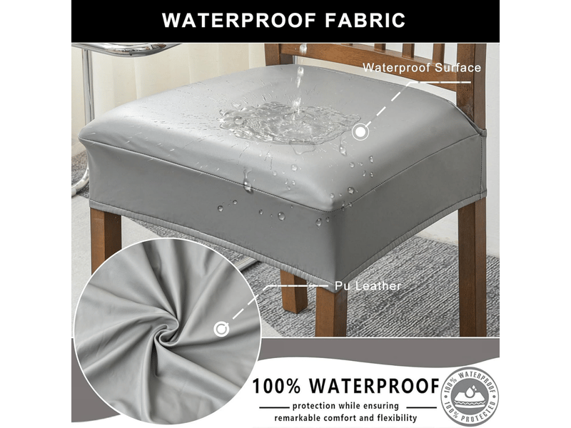  Lot de 4 housses de siège de chaise imperméables, housses de chaise en cuir pu, amovibles et lavables, gris  - Conforama C