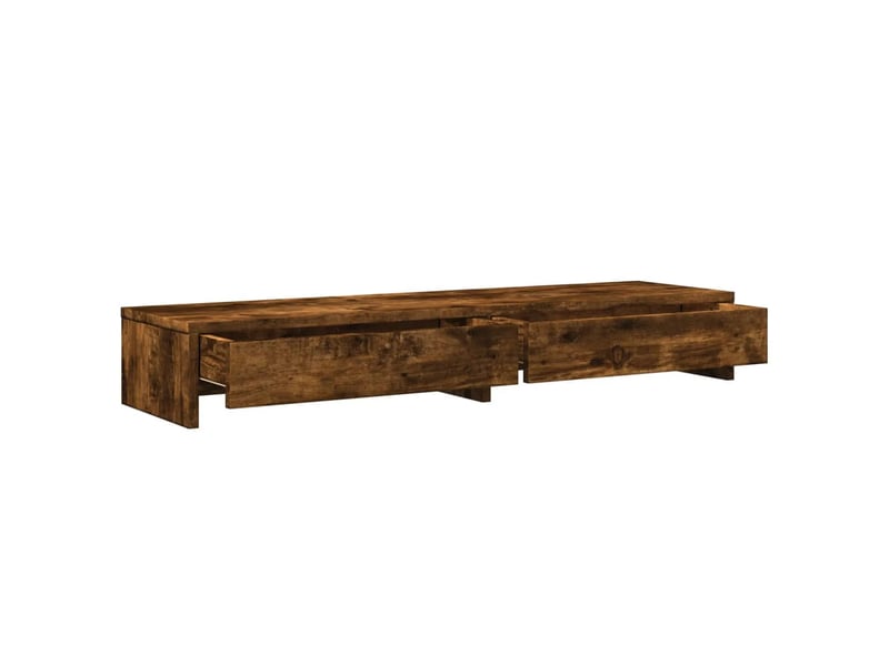  Support de moniteur table meuble bureau avec tiroirs bois d'ingénierie marron 02_0044937  - Conforama C