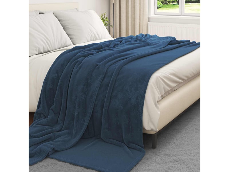 Plaid canapé bleu marine 220x240 cm 1.37 kg polaire - Conforama C