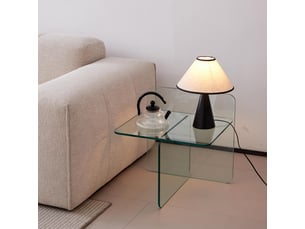 Table d’appoint transparente - verre trempé courbé, usage intérieur extérieur, verre transparent 45 × 45 × 41 cm