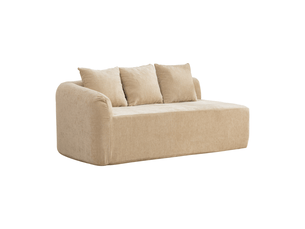 Canapé modulable chenille couleur kaki clair, structure légère et antidérapante pour salon moderne, confort rembourré immédiat