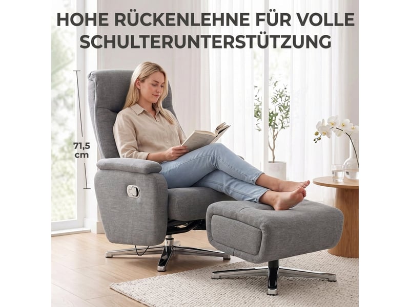  Fauteuil relax - fauteuil inclinable réglable manuellement avec repose-pieds, gris foncé, 85.5 x 80 x 102 cm  - Conforama R