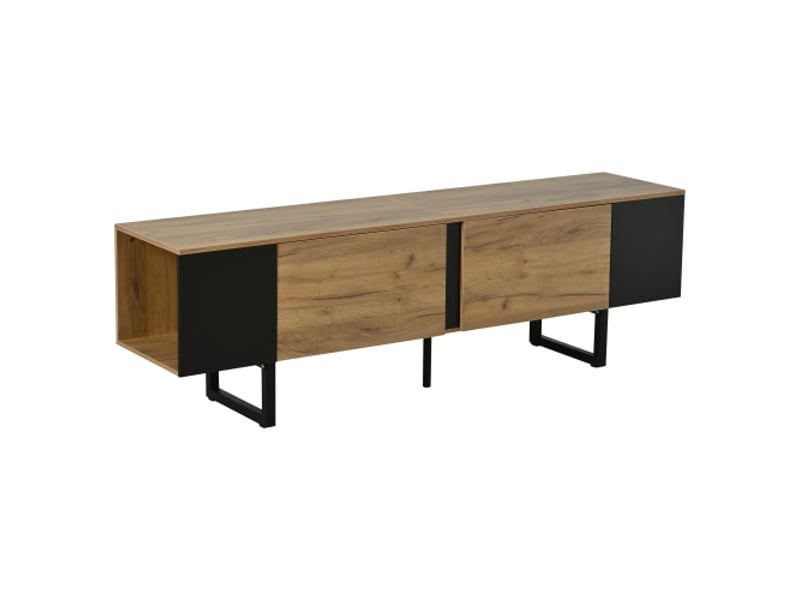  Meuble tv 180x40x55 cm, 2 portes et espaces de rangement ouverts des deux côtés, adapté pour téléviseur jusqu’à 75 pouces  - Conforama E