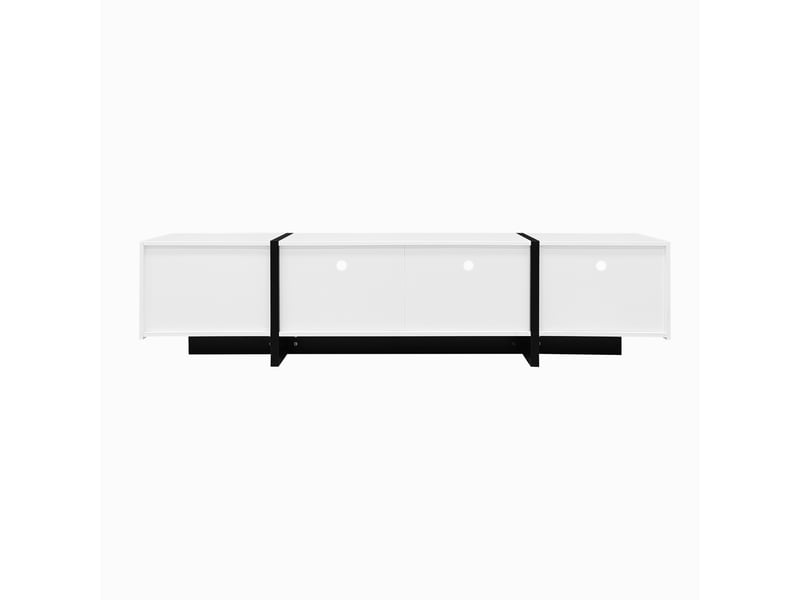  Meuble tv 190 cm noir et blanc 3 portes 2 tiroirs pour écran 50-59 pouces  - Conforama W