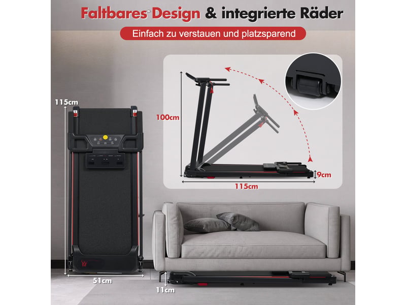  Tapis de course pliable 3 cv, 1-12 km/h, inclinaison 8 %, charge 120 kg  - Conforama C