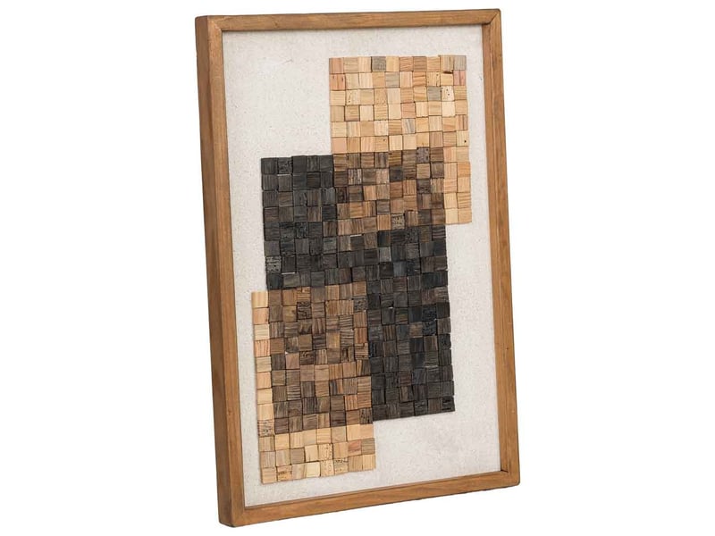  Tableau artisanal en bois recyclé relief beige et noir 42x4x62 cm h  - Conforama A