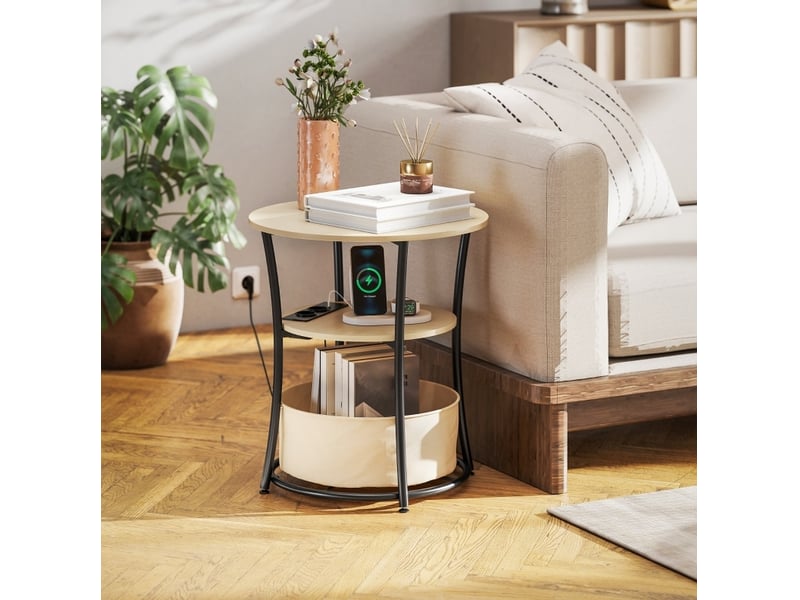  Bout de canapé rond avec prises et rangement ø 50 cm evryae  - Conforama B
