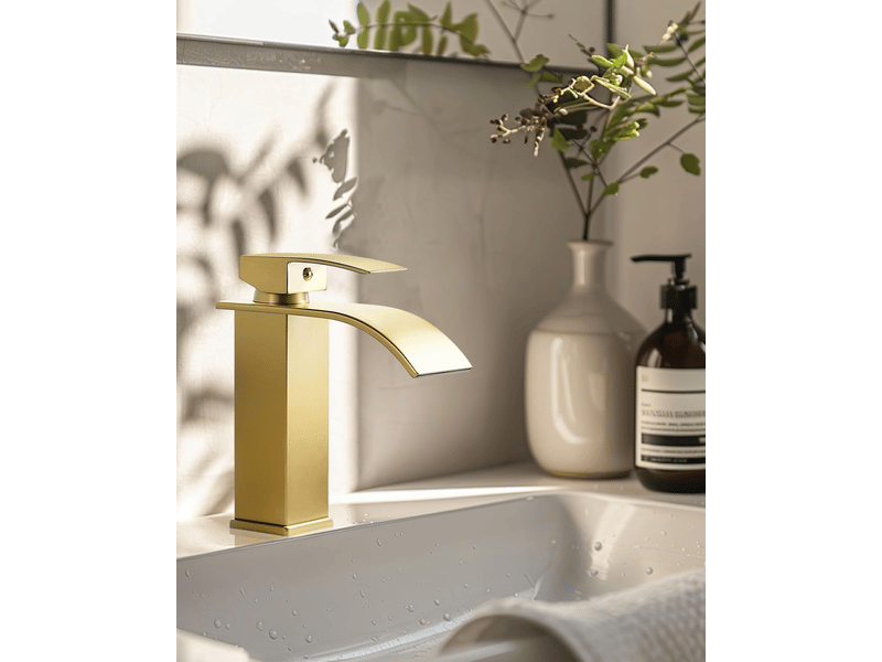  (doré, court)robinet mitigeur de cuisine cascade pour salle de bain en acier inoxydable, mitigeur de lavabo à poignée unique  - Conforama D