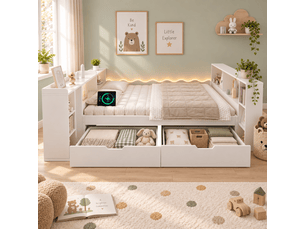 Lit avec rangement 90x200 cm Morn Vibe coloris blanc