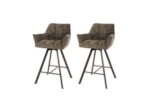 Lot 2 chaises de bar pivotantes tissu texturé taupe et bronze - jordi