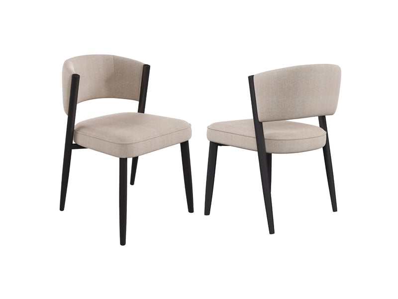  Lot de 2 chaises de salle à manger 60x49x80 cm, pieds en métal, taupe  - Conforama A