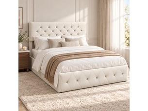 Lit coffre 2 places 160x200 cm, lit adulte avec rangement, tête de lit réglable, velours beige