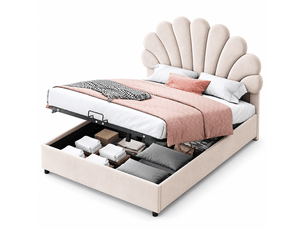 Lit 2 places 140x200 cm coloris beige