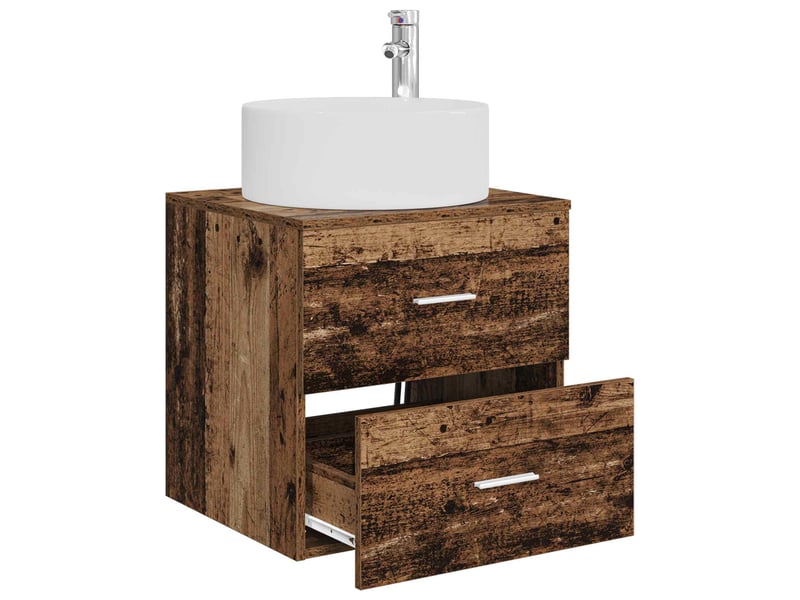 Vanité de lavabo mural, meuble de rangement bois ancien 49.5x44.5x65.5 cm - Conforama C