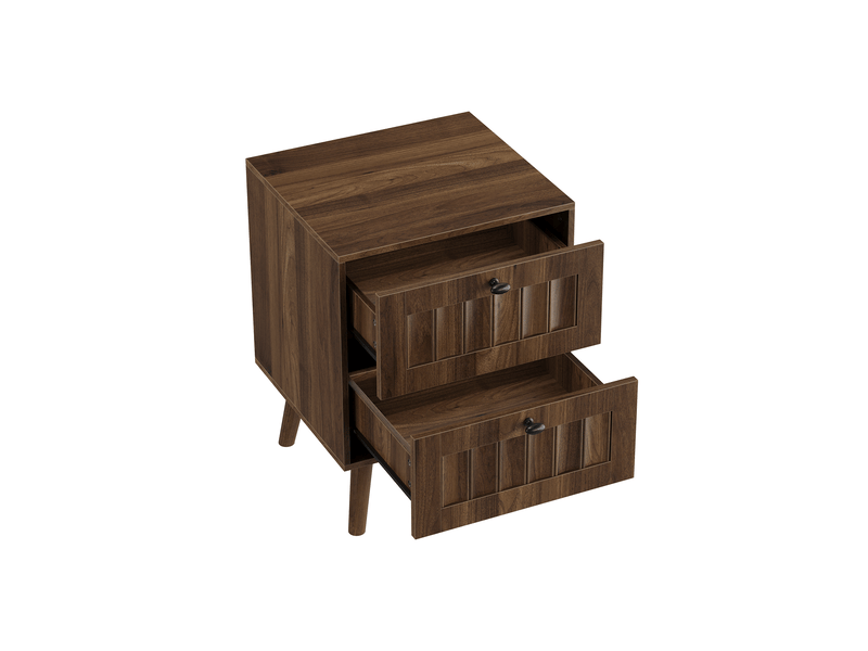 Table de chevet,43,5x40x57,5 cm,2 tiroirs,mdf,coloris noyer - Conforama D