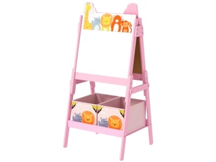 Chevalet enfant 2 en 1 rose, tableau blanc, tableau noir, boîtes de rangement, 3-8 ans