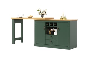 Bar extensible modenvie 120-180 x 40 x 76 cm avec rangement en mdf vert antique