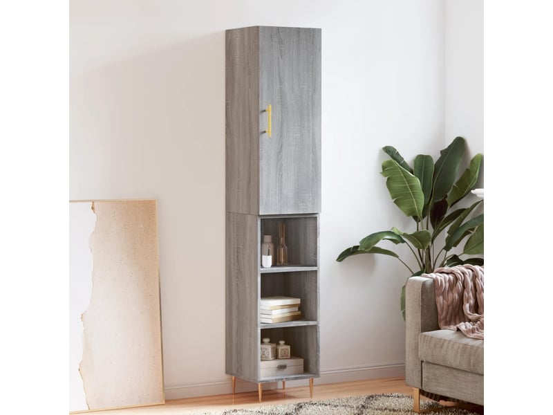  Buffet haut - bahut - meuble de rangement sonoma gris 34,5x34x180 cm bois d'ingénierie  - Conforama B