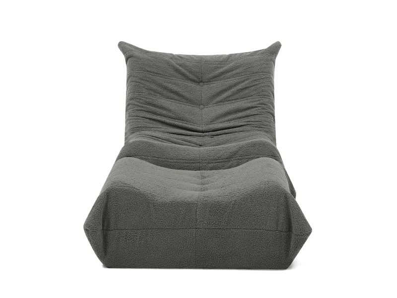  Fauteuil relax 100x90x70 cm gris en mousse et tissu bouclette, avec repose-pieds pour lecture et détente  - Conforama D