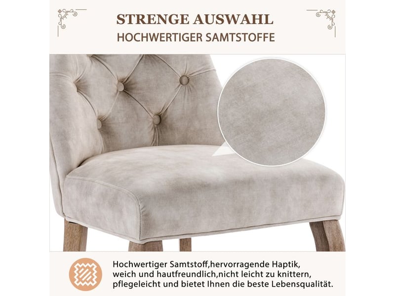  Chaise de salle à manger - velours - beige clair - dossier haut - lot de 6 beige - Conforama E