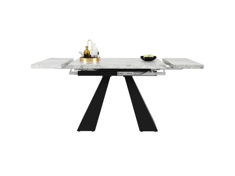 Table à manger extensible, 99-159 × 74 cm, avec pieds en colonne, gris - Conforama A