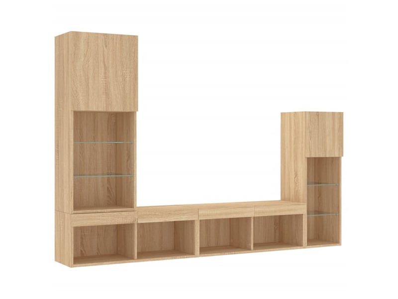  Unités murales tv avec led 4 pcs chêne sonoma bois d'ingénierie  - Conforama C