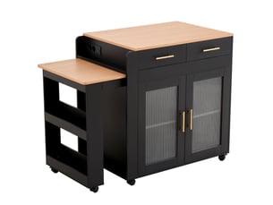 Îlot de cuisine mobile extensible avec prises et rangement homvra