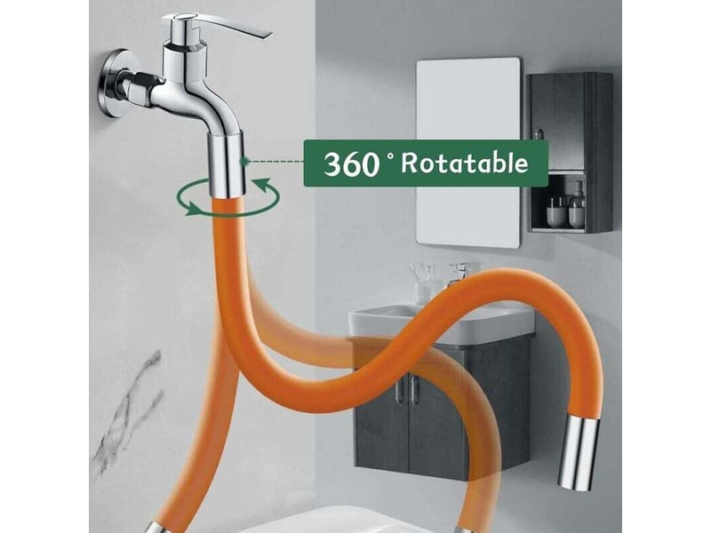 Tuyau d'extension de robinet de forme universelle avec bulleur de filtre (avec joint d'étanchéité) rotation à 360°, 20cm blanc  - Conforama C