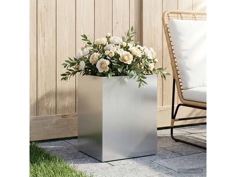 Jardinière - cache-pot de jardin argenté 40 x 30 x 50 cm acier galvanisé - Conforama B