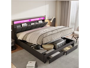 Lit coffre 140x190 cm BLSYHDH coloris gris