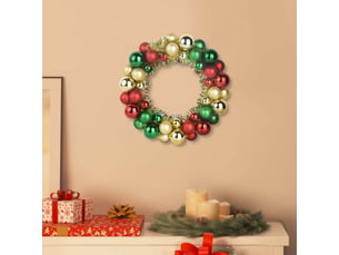 Couronnes de boules de noël 2 pcs multicolore 33 x 33 x 7 cm