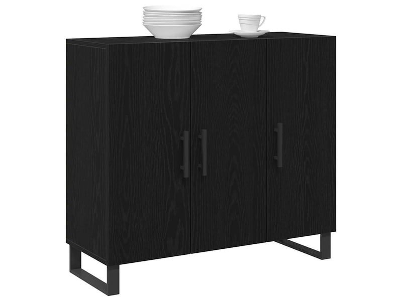 Buffet - bahut - meuble de rangement chêne noir 90 x 34 x 80 cm bois d'ingénierie - Conforama C