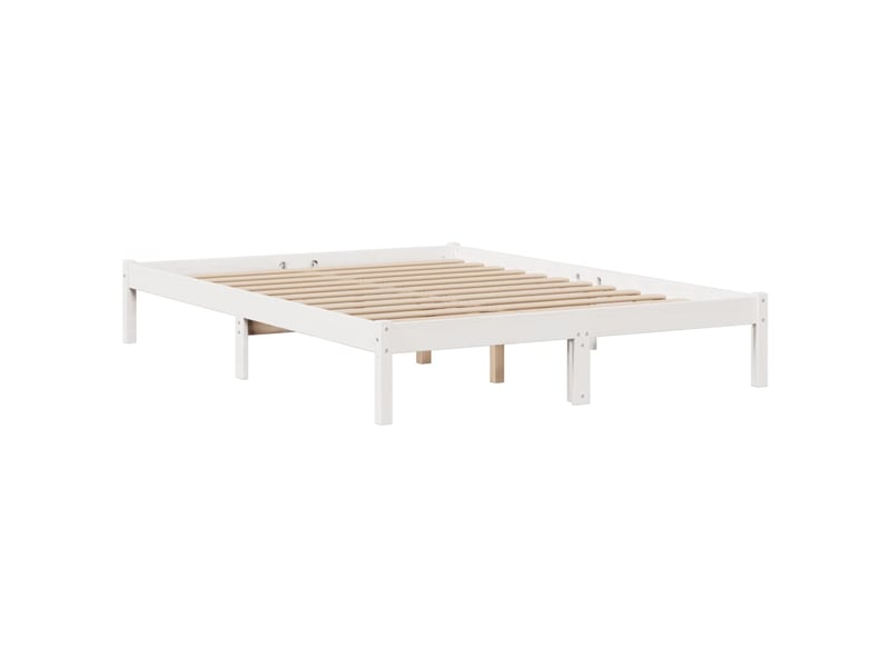 Lit double- lit adulte - lit bibliothèque sans matelas blanc 140x200 cm bois pin massif - Conforama D