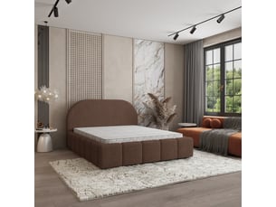 Lit coffre 200x200 cm <strong>MASSENO</strong>  <strong></strong> coloris marron