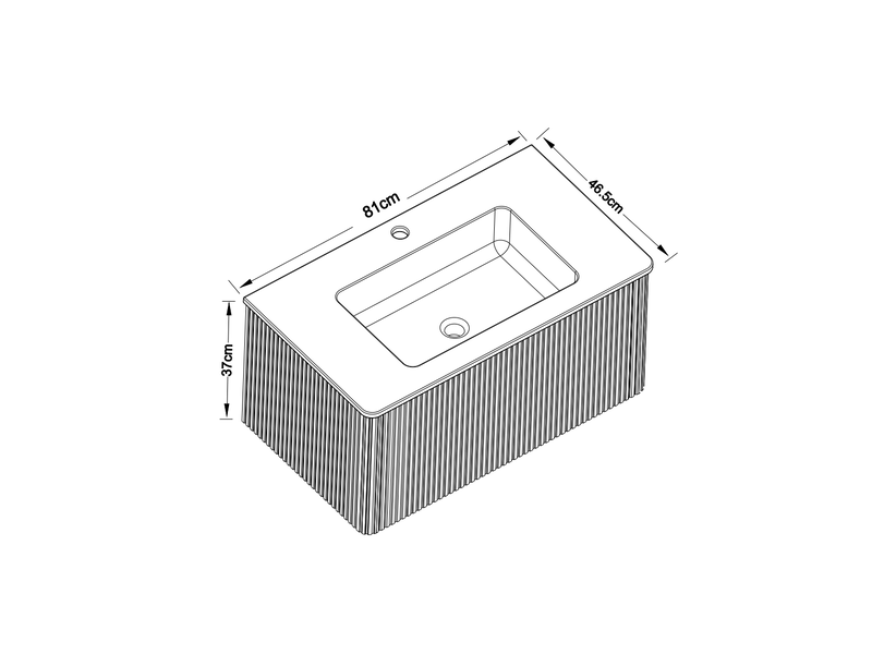  Meuble salle de bain suspendu 80 cm avec vasque - façade rainurée, 2 tiroirs, coloris chêne  - Conforama C