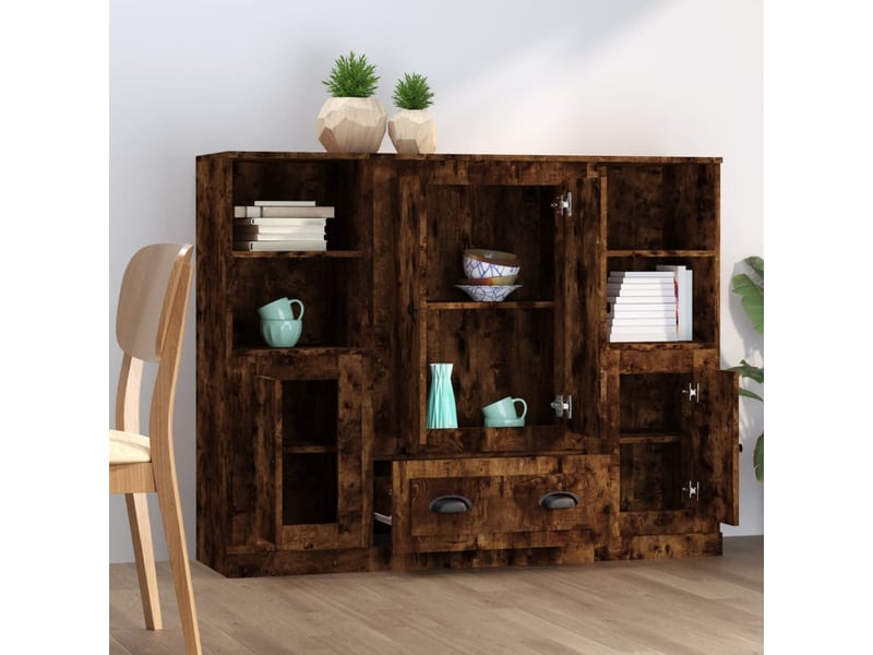 Buffets 3 pcs - bahut - meuble de rangement chêne fumé bois d'ingénierie  - Conforama C