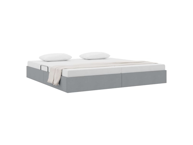  Lit double- lit adulte -  cadre de lit ottoman gris clair 200 x 200 cm tissu  - Conforama B