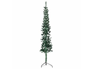 Demi sapin de noël, arbre de noël artificiel mince avec support vert 120 cm