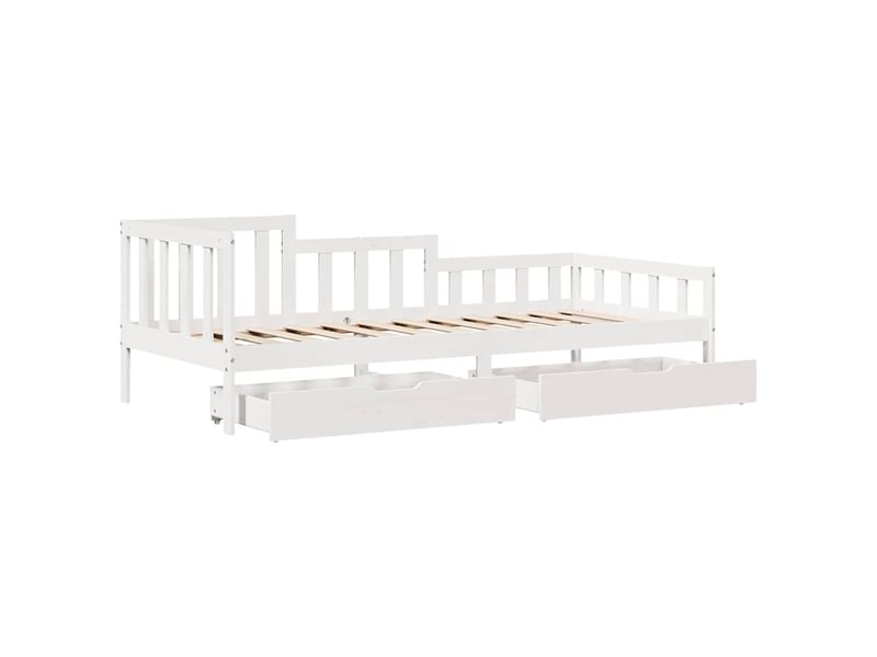 Lit simple- lit adulte - lit de jour et tiroirs sans matelas blanc 80x200 cm bois massif - Conforama D