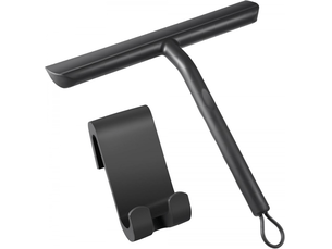 Lave-vitre de salle de bain avec support pour vitres de voiture, miroirs, 21 cm silicone noir