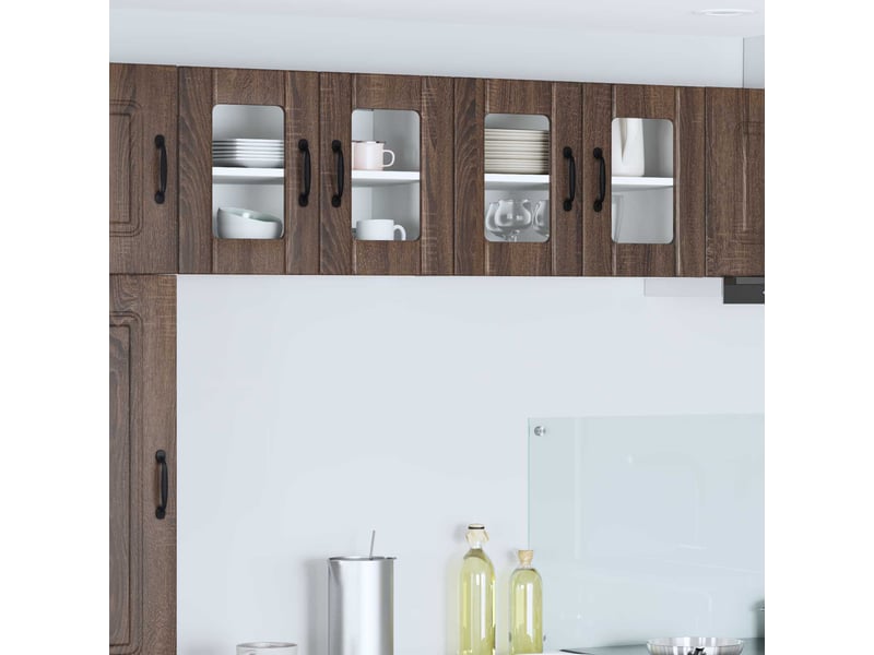  Meuble mural de cuisine, cabinet en verre mural chêne brun 60x31x40cm shl2652  - Conforama B