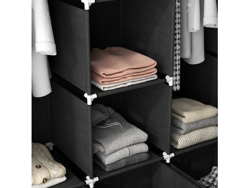  Armoire pliante 125x43x162,5 cm avec 3 tiroirs métal noir  - Conforama D