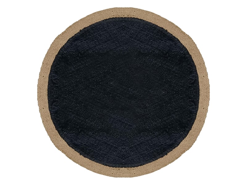 Tapis rond en jute et coton, 120 cm, noir et jute, dylrev 69020 - Conforama B