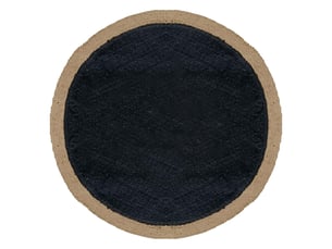 Tapis rond en jute et coton, 120 cm, noir et jute, dylrev