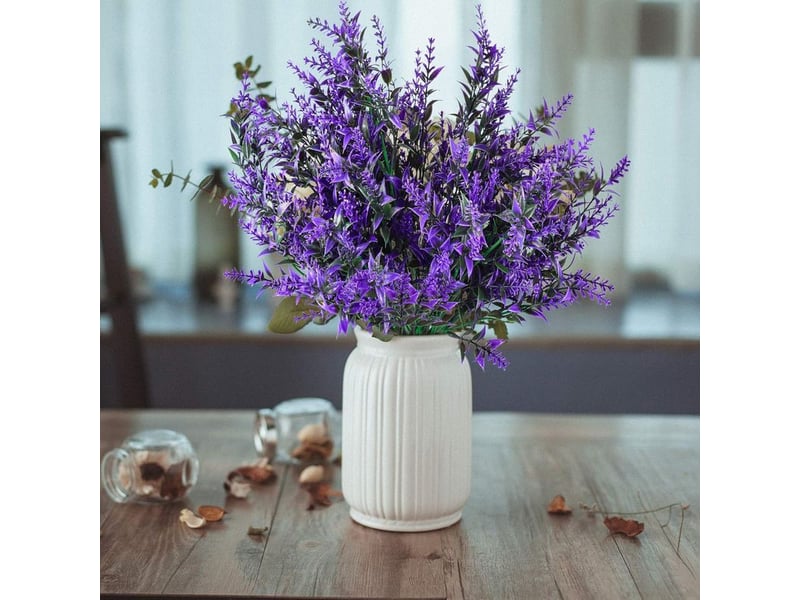  Fleurs de lavande artificielles, bouquet fleur artificielle decor, fausse plantes artificielles pour interieur extérieur mariage jardin décoratio - 9 pcsviolet  - Conforama D
