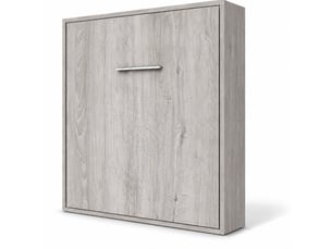 Lit escamotable vertical kola – seulement 34,5cm de profondeur, le confort d’un vrai lit-avec matelas-140x200-cadre chêne gris-façade chêne gris